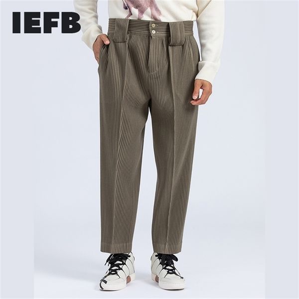 iefb men's clothing japanese streetwear fashion pleated pants autumn winter mid seam casual trousers for man harem pants 9y4319 201218, Black
iefb men's clothing japanese streetwear fashion pleated pants autumn winter mid seam casual trousers for man harem pants 9y4319 201218, Black