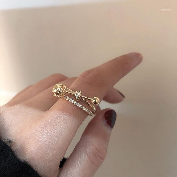 Fashion Simple Double Row Crystal Open Ring Women and Girl Titanium Steel Stainless Steel Ring Big Small Ball Rings Jewelry1, Golden;silver
Fashion Simple Double Row Crystal Open Ring Women and Girl Titanium Steel Stainless Steel Ring Big Small Ball Rings Jewelry1, Golden;silver