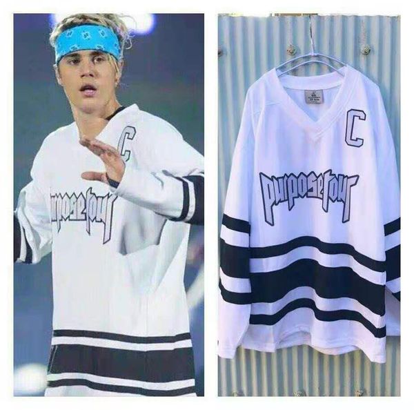 justin bieber number 6 hockey jersey sleeves with purpose tour words embroidery white loose long sleeves, Black
justin bieber number 6 hockey jersey sleeves with purpose tour words embroidery white loose long sleeves, Black