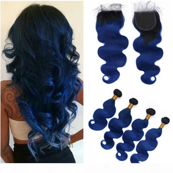 dark blue ombre body wave 4bundles brazilian hair and closure 5pcs lot #1b blue ombre human hair weave wefts with 4x4 lace closure, Black;brown
dark blue ombre body wave 4bundles brazilian hair and closure 5pcs lot #1b blue ombre human hair weave wefts with 4x4 lace closure, Black;brown