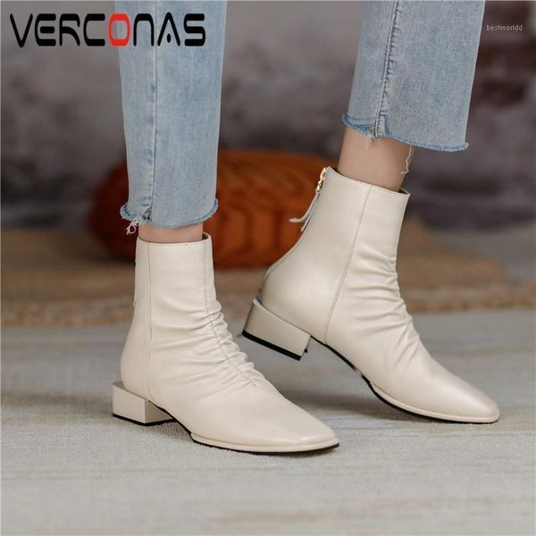 boots verconas 2021 women ankle autumn winter genuine leather zipper shoes concise casual office lady woman1, Black
boots verconas 2021 women ankle autumn winter genuine leather zipper shoes concise casual office lady woman1, Black