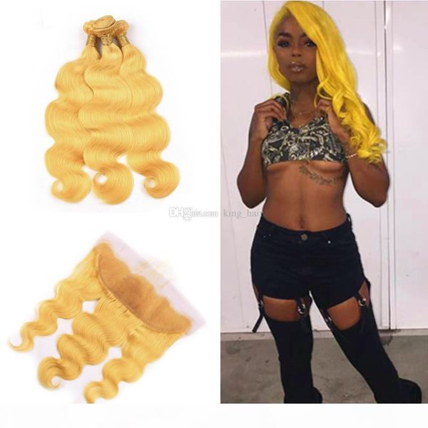 body wave style light yellow human hair bundles with lace frontal bleached knot lace frontal with yellow human hair weft extensions, Black
body wave style light yellow human hair bundles with lace frontal bleached knot lace frontal with yellow human hair weft extensions, Black