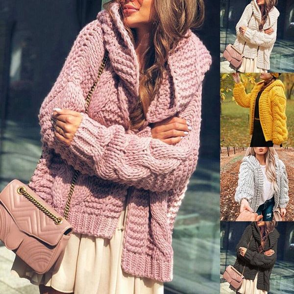 women's knits & tees autumn winter women knitted cardigan sweater female plus size coat hooded soid color long sleeve loose outwear, White
women's knits & tees autumn winter women knitted cardigan sweater female plus size coat hooded soid color long sleeve loose outwear, White