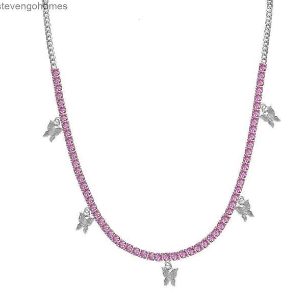 row tennis single hip hop chain zircon butterfly necklace, Silver
row tennis single hip hop chain zircon butterfly necklace, Silver