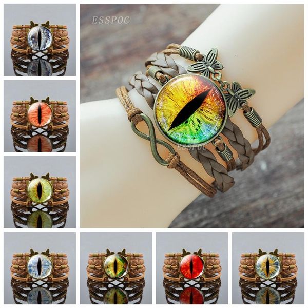 dragon's eye retro brown braided bracelet glass cabochon eye bangle jewelry men women punk bracelet accessories creative gifts, Golden;silver
dragon's eye retro brown braided bracelet glass cabochon eye bangle jewelry men women punk bracelet accessories creative gifts, Golden;silver