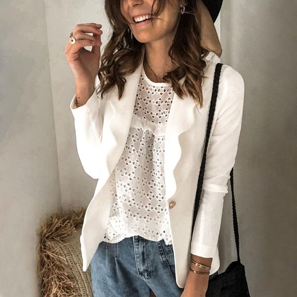 dropship summer autumn blazer jacket women casual long sleeve work office suit fashion solid breasted business blazer coat, White;black
dropship summer autumn blazer jacket women casual long sleeve work office suit fashion solid breasted business blazer coat, White;black