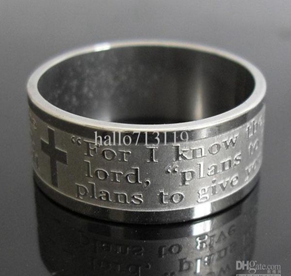 50pcs etch lord's prayer "for i know the plans..jeremiah 29:11" english bible cross stainless steel rings wholesal bbygue bde, Silver
50pcs etch lord's prayer "for i know the plans..jeremiah 29:11" english bible cross stainless steel rings wholesal bbygue bde, Silver