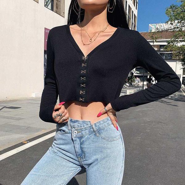 autumn black v-neck knitting crop metal buckle design elegant slim t-shirts 2020 winter harajuku casual stretch tees1, White
autumn black v-neck knitting crop metal buckle design elegant slim t-shirts 2020 winter harajuku casual stretch tees1, White