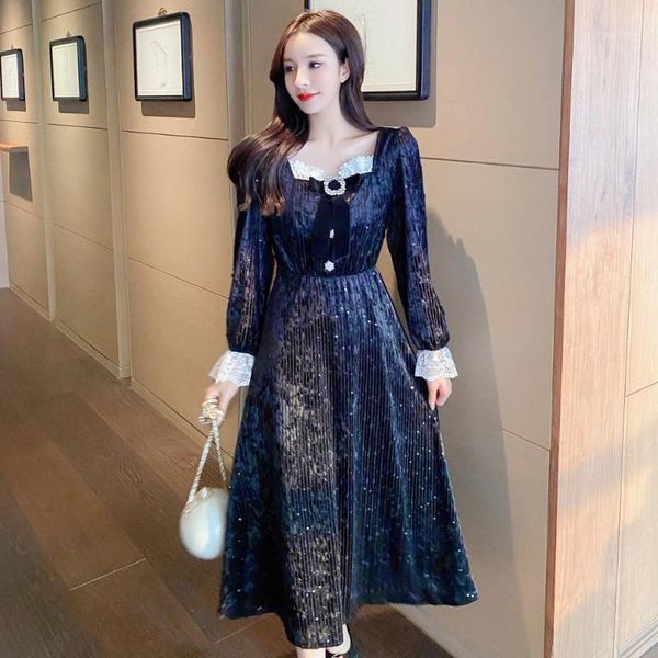 new autumn spring elegant velvet lace patchwork square collar midi women slim office lady bowknot a line dresses vestoidos1, Black;gray
new autumn spring elegant velvet lace patchwork square collar midi women slim office lady bowknot a line dresses vestoidos1, Black;gray