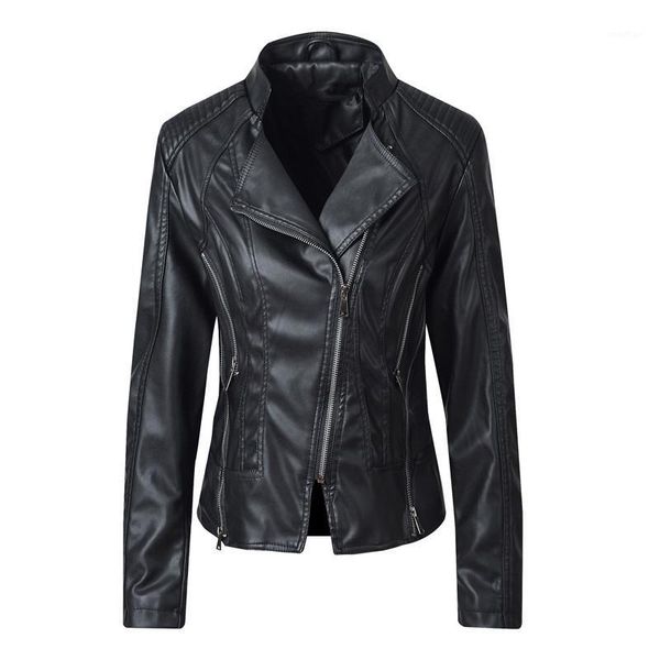 women's autumn long-sleeved leather jacket leather zipper jacket 6-color ladies women slim casual1, Black
women's autumn long-sleeved leather jacket leather zipper jacket 6-color ladies women slim casual1, Black