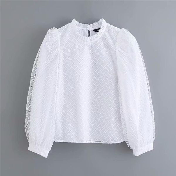 women fashion stand collar puff sleeve translucent white shirt office lady agaric lace blouses chic autumn femininas ls4305
women fashion stand collar puff sleeve translucent white shirt office lady agaric lace blouses chic autumn femininas ls4305