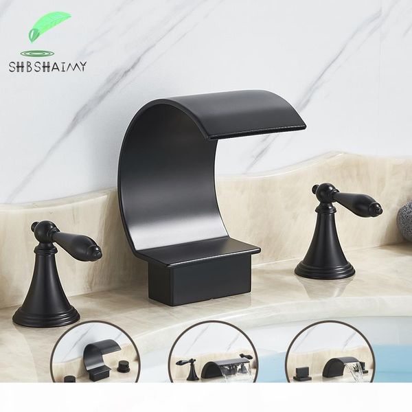 shbshaimy matte black basin bathroom faucet deck mounted 3 pcs widespread double handle and cold basin mixer tap
shbshaimy matte black basin bathroom faucet deck mounted 3 pcs widespread double handle and cold basin mixer tap