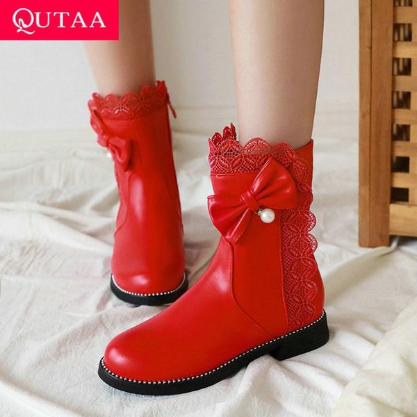 boots qutaa 2021 butterfly-knot pu leather fashion zipper ankle autumn winter round toe square low heel women shoes size 34-39, Black
boots qutaa 2021 butterfly-knot pu leather fashion zipper ankle autumn winter round toe square low heel women shoes size 34-39, Black