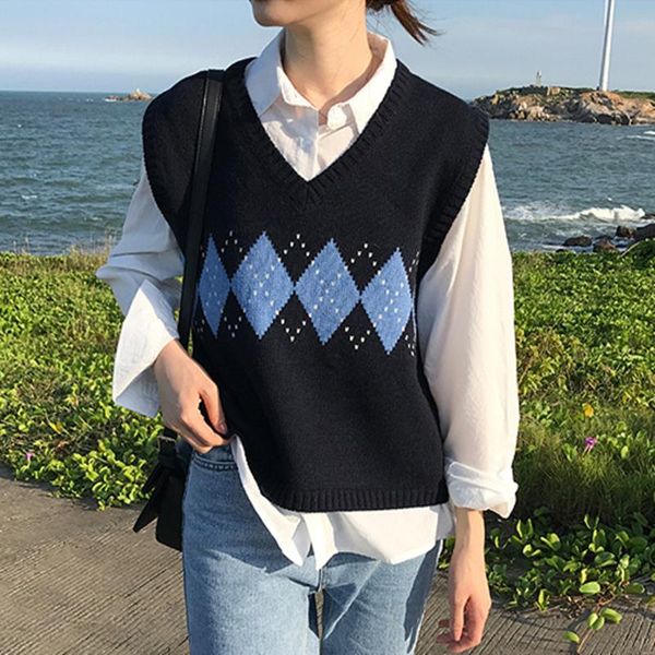 winter vest sweaters for women geometric argyle sleeves pullover oversized casual knitted clothes female vintage ropa mujer 2020, Black;white
winter vest sweaters for women geometric argyle sleeves pullover oversized casual knitted clothes female vintage ropa mujer 2020, Black;white
