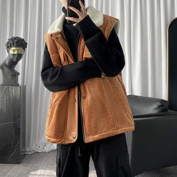 winter plus velvet thickened corduroy vest men's warmth fashion retro cotton vest men loose korean lamb hair coat mens, Black;white
winter plus velvet thickened corduroy vest men's warmth fashion retro cotton vest men loose korean lamb hair coat mens, Black;white