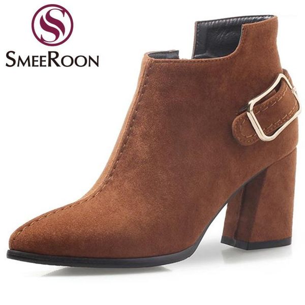 boots smeeroon flock buckle ankle pointed toe keep warm winter med heels women's shoes1, Black
boots smeeroon flock buckle ankle pointed toe keep warm winter med heels women's shoes1, Black