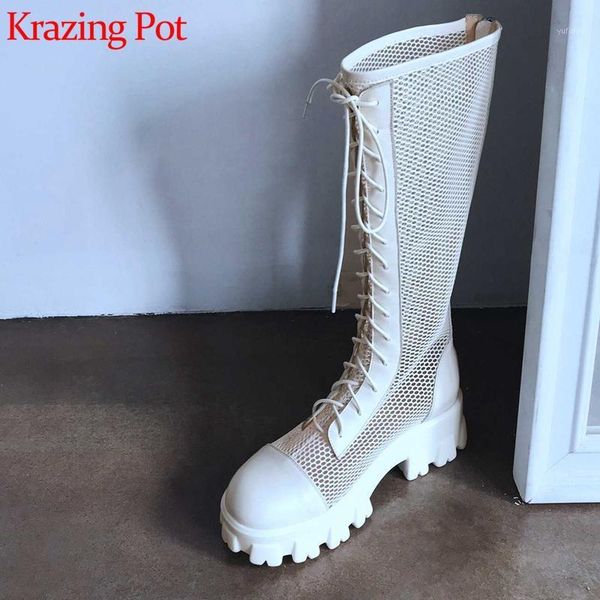 krazing pot full grain leather mesh round toe high heels gear bottom european style sunscreen summer lace up mid-calf boots l321, Black
krazing pot full grain leather mesh round toe high heels gear bottom european style sunscreen summer lace up mid-calf boots l321, Black
