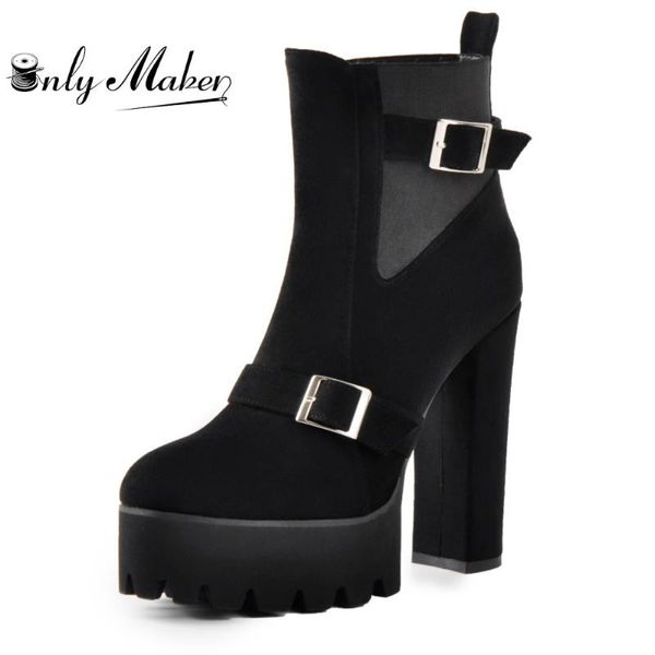 onlymaker ankle boots thick high heel buckle strap for ladies booties plus size 35-46, Black
onlymaker ankle boots thick high heel buckle strap for ladies booties plus size 35-46, Black