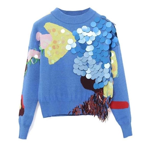 nicemix fashion color block patchwork big sequines decoration chic sweater women pullover o neck short sweaters knitting y200720, White;black
nicemix fashion color block patchwork big sequines decoration chic sweater women pullover o neck short sweaters knitting y200720, White;black