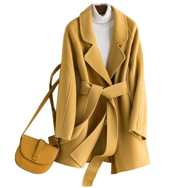 2021 new women's new autumn winter jacket belt double-sided wool female elegant high-quality woolen coat outerwear hq2i, Black
2021 new women's new autumn winter jacket belt double-sided wool female elegant high-quality woolen coat outerwear hq2i, Black