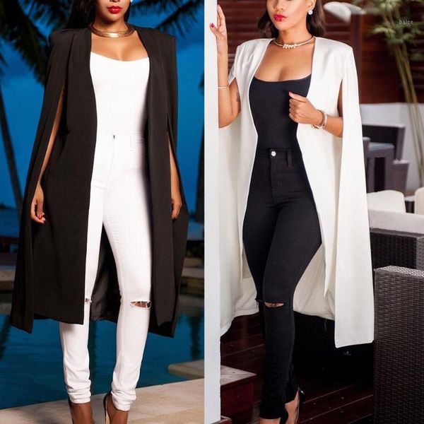 fashion blazer cape coats solid cloak women outerwear long jacket suit plus size1, White;black
fashion blazer cape coats solid cloak women outerwear long jacket suit plus size1, White;black