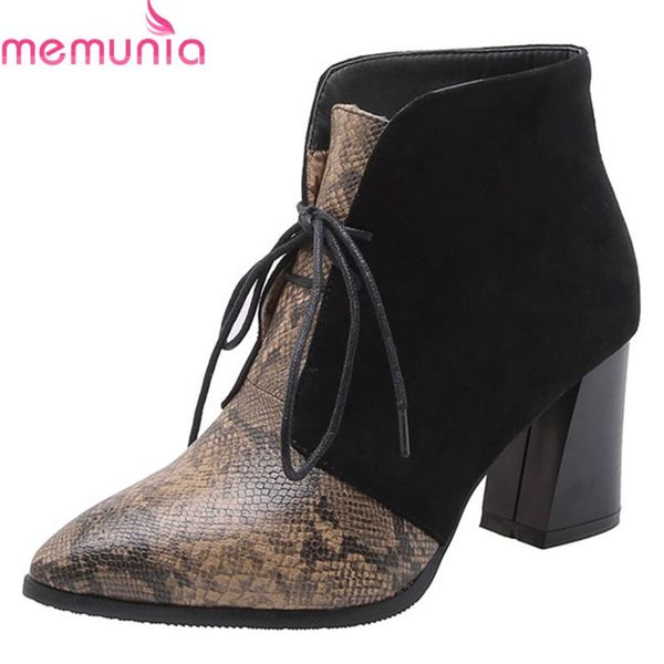 memunia 2020 plus size 48 ankle boots women snake pu flock autumn winter high heel boots lace up fashion dress party shoes woman, Black
memunia 2020 plus size 48 ankle boots women snake pu flock autumn winter high heel boots lace up fashion dress party shoes woman, Black