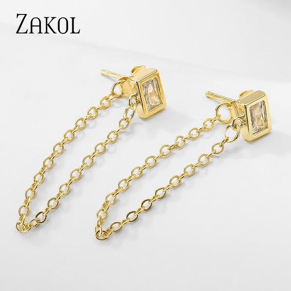 ZAKOL Fashion Small Light Rectangle Cubic Zircon Drop Earring for Women Thin Chain Daily Wear Ear Jewelry FSEP2713, Silver
ZAKOL Fashion Small Light Rectangle Cubic Zircon Drop Earring for Women Thin Chain Daily Wear Ear Jewelry FSEP2713, Silver