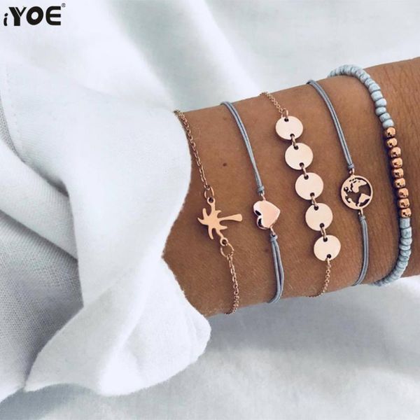link, chain iyoe 5pcs/set gold color tiny heart round map beads charm bracelets for women jewelry coconut tree rope bohemian bracelet, Black
link, chain iyoe 5pcs/set gold color tiny heart round map beads charm bracelets for women jewelry coconut tree rope bohemian bracelet, Black