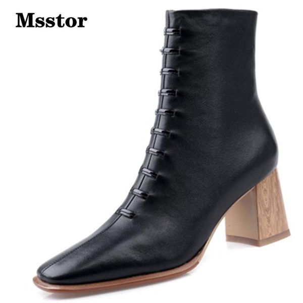 msstor square toe genuine leather boots women fashion casual sewing zipper winter women shoes thick heel ankle boots white, Black
msstor square toe genuine leather boots women fashion casual sewing zipper winter women shoes thick heel ankle boots white, Black