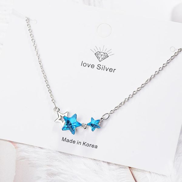 pendant necklaces blue crystal necklace female five-pointed star short clavicle chain simple small fresh item decoration for women's gi, Silver
pendant necklaces blue crystal necklace female five-pointed star short clavicle chain simple small fresh item decoration for women's gi, Silver