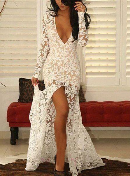deep v neck mermaid prom dresses full lace long sleeve party gowns front split applqiues customize evening dress, Black
deep v neck mermaid prom dresses full lace long sleeve party gowns front split applqiues customize evening dress, Black