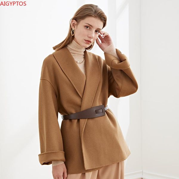women's wool & blends aigyptos solid color robe style belt double face woolen coat woman clothes 2021 winter, Black
women's wool & blends aigyptos solid color robe style belt double face woolen coat woman clothes 2021 winter, Black