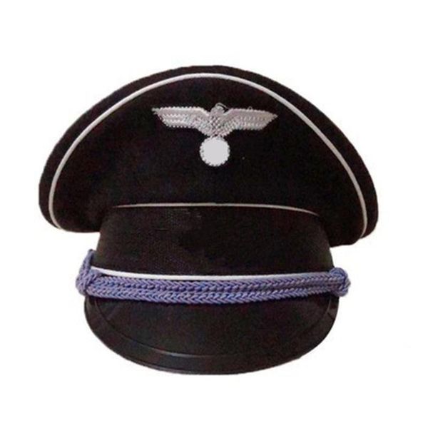 wwii german elite officer black wool cap noble revisit the classic general visor hat with purple rope cord for cosplay party, Blue;gray
wwii german elite officer black wool cap noble revisit the classic general visor hat with purple rope cord for cosplay party, Blue;gray