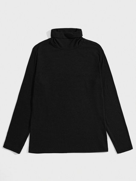 men ribbed knit turtleneck tee k6np#, White;black