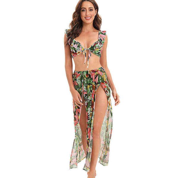 designer women's swimwear bikini 2022 women's split swimsuit tropical print strap three piece bikini skirt, White;black
designer women's swimwear bikini 2022 women's split swimsuit tropical print strap three piece bikini skirt, White;black