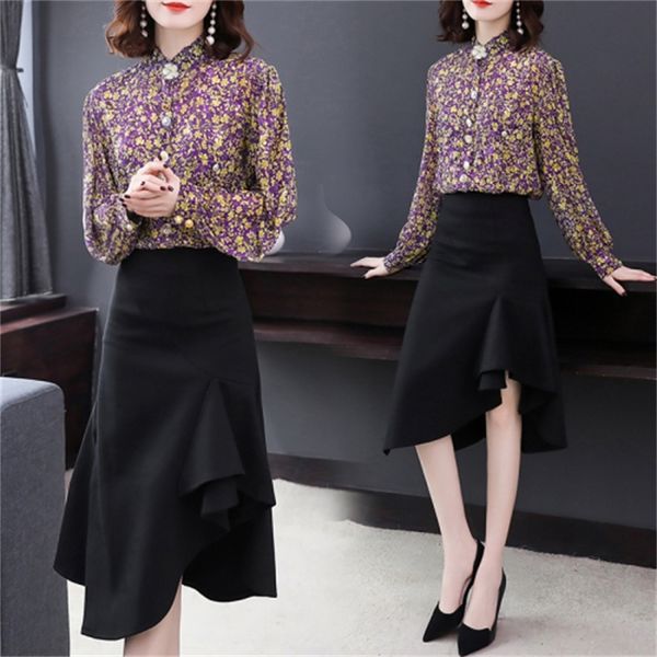 female print flower sets of clothes with french floral printtwo piece assembly and long sleeve skirt two pieces aoer, White
female print flower sets of clothes with french floral printtwo piece assembly and long sleeve skirt two pieces aoer, White