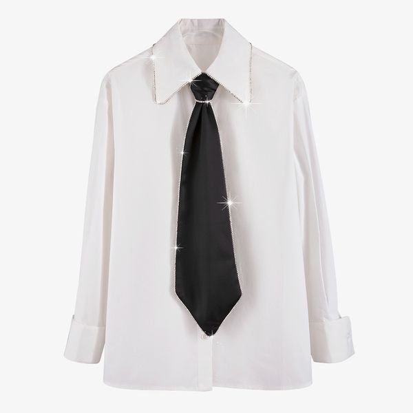 2020 new sparkling detachable necklace ladies'leisure tie s1101 joker long sleeveless shirt ukzi, White
2020 new sparkling detachable necklace ladies'leisure tie s1101 joker long sleeveless shirt ukzi, White
