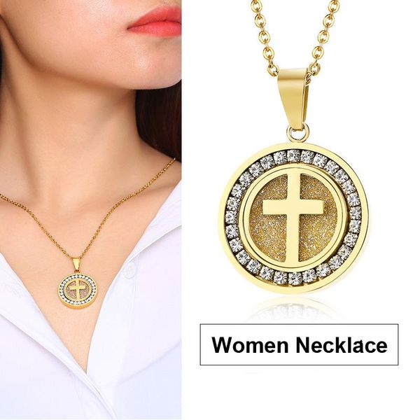 pendant necklaces cross coin medallion necklace for women crystal gold color stainless steel no fade, Silver
pendant necklaces cross coin medallion necklace for women crystal gold color stainless steel no fade, Silver