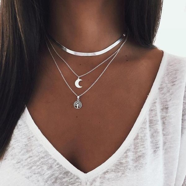 pendant necklaces moon necklace women aesthetic multilayered chain bohemian style women's jewelry accessories collares, Silver
pendant necklaces moon necklace women aesthetic multilayered chain bohemian style women's jewelry accessories collares, Silver