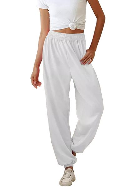 ladies loose trousers elastic waist white baggy pocket women leisure pants, Black;white
ladies loose trousers elastic waist white baggy pocket women leisure pants, Black;white