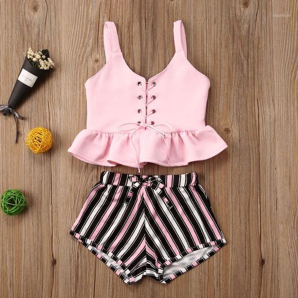 clothing sets kids baby girls sleeveless solid color backless lace-up and bodysuit striped shorts set summer outfit set1, White
clothing sets kids baby girls sleeveless solid color backless lace-up and bodysuit striped shorts set summer outfit set1, White