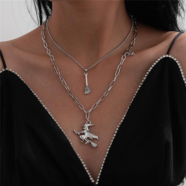 chains vintage silver color witch broom pendant necklace for women girl geometric multilayer necklaces jewelry collares
chains vintage silver color witch broom pendant necklace for women girl geometric multilayer necklaces jewelry collares