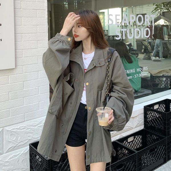 green overalls women's loose bf2021 new autumn and winter versatile fried street medium length long sleeve top, Black;brown
green overalls women's loose bf2021 new autumn and winter versatile fried street medium length long sleeve top, Black;brown