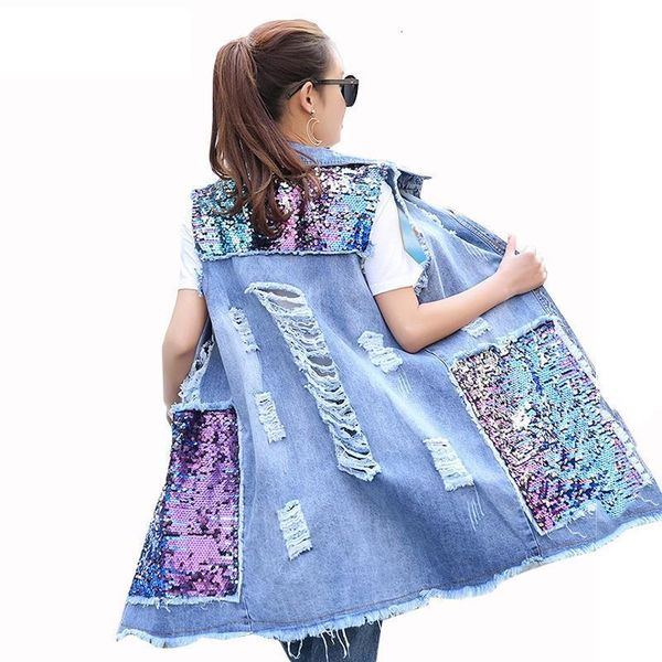 spring autumn long cardigan denim jacket women sequined sleeveless jeans jackets fashion ladies blue hole coat plus size outwear, Black;brown
spring autumn long cardigan denim jacket women sequined sleeveless jeans jackets fashion ladies blue hole coat plus size outwear, Black;brown