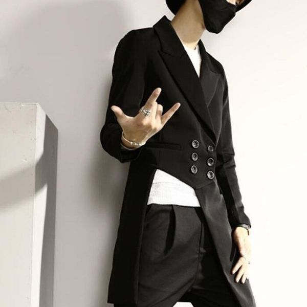 man asymmetric casual slim fit long blazer double breasted wedding party hip hop punk suit jacket nightclub singer stage costume 201106, White;black
man asymmetric casual slim fit long blazer double breasted wedding party hip hop punk suit jacket nightclub singer stage costume 201106, White;black