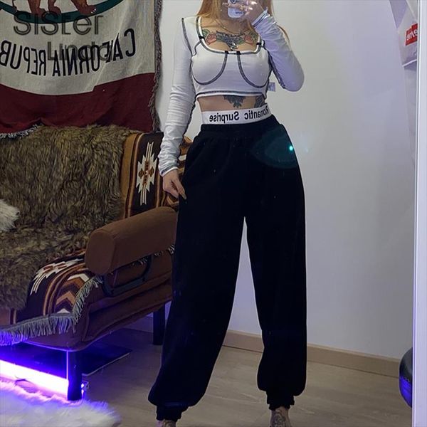 retro joggers wide leg sweatpants women trousers high waist pants streetwear korean casual pant femme fall mujer2020, Black;white
retro joggers wide leg sweatpants women trousers high waist pants streetwear korean casual pant femme fall mujer2020, Black;white