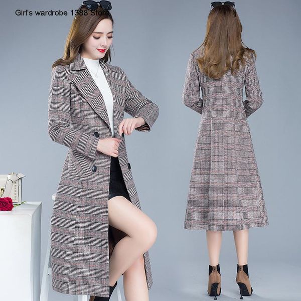 women's wool & blends woolen plaid coat autumn 2021 korean style suit collar fashion large size over the knee long, Black
women's wool & blends woolen plaid coat autumn 2021 korean style suit collar fashion large size over the knee long, Black