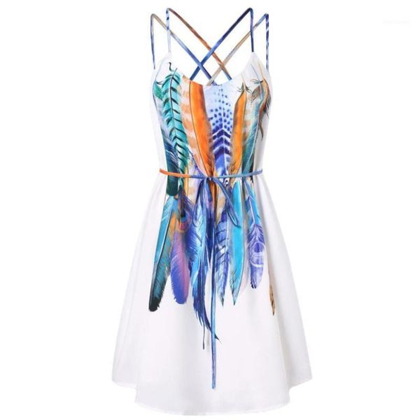 women feathers printed dress summer multicolor spaghetti strap dresses ladies crisscross back vacation bohemian dress #t5p1, Black;gray
women feathers printed dress summer multicolor spaghetti strap dresses ladies crisscross back vacation bohemian dress #t5p1, Black;gray