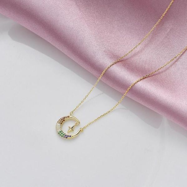 chokers rainbow colorful cz 925 sterling silver gold color crescent moon dainty cross thin chain women necklace, Golden;silver
chokers rainbow colorful cz 925 sterling silver gold color crescent moon dainty cross thin chain women necklace, Golden;silver