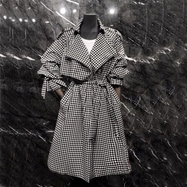 women's autumn winter checked trench coat oversize coats with belt lapel collar female plaid outerwear drop shipping, Tan;black 
women's autumn winter checked trench coat oversize coats with belt lapel collar female plaid outerwear drop shipping, Tan;black